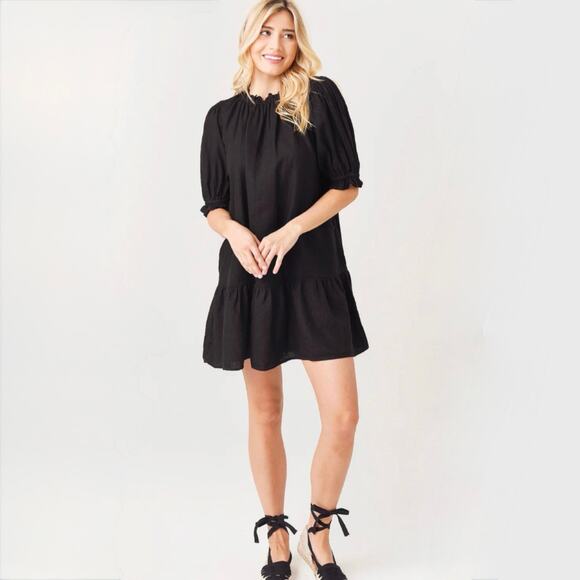 Velvet by Graham & Spencer Dresses & Skirts - Velvet By Graham & Spencer Bernice Black Linen Mini Shift Dress size Small